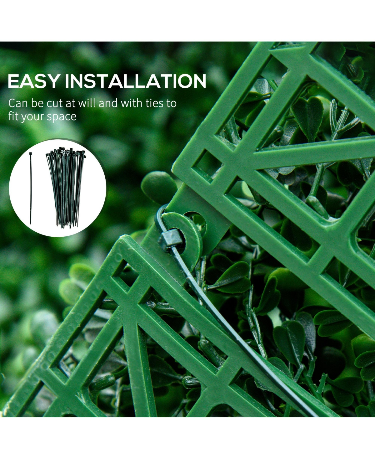 Outsunny 12 Pcs 20" x 20" Artificial Boxwood Panels Topiary Wall Greenery Backdrop, Privacy Hedge Screen Uv Protected 4Layer Roll Grass Panel Fence De