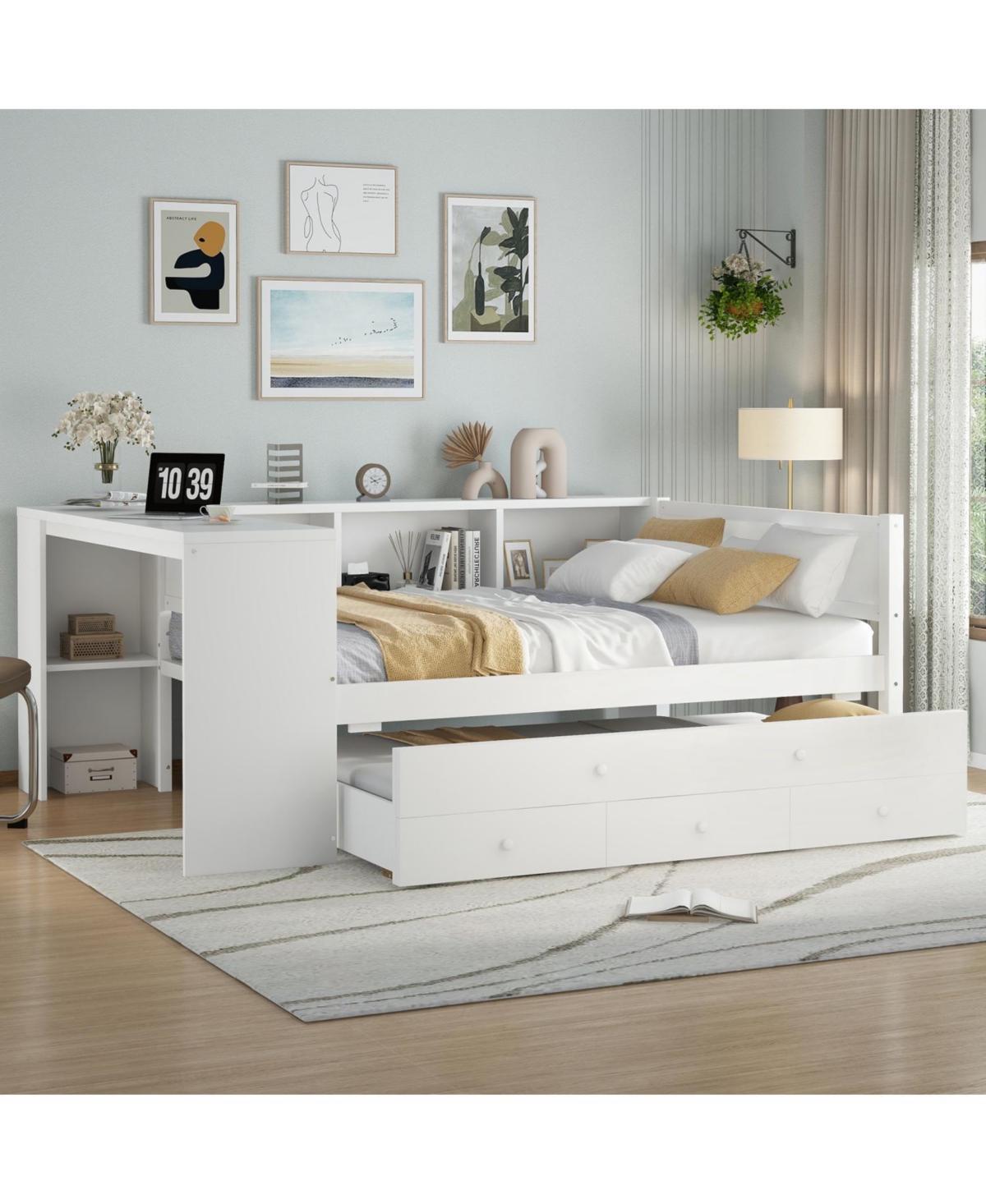 Streamdale Furniture Daybed with Trundle, Storage, Shelves & Desk