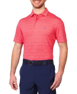 Men's Yarn Dye Stripe Performance Polo w/Covered Zipper Placket
