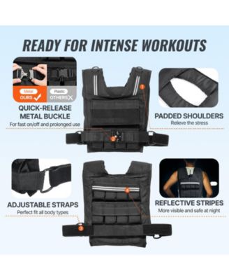 Adjustable Weighted Vest, 35 lb Vest with Iron Weights, Shoulder Pad and Reflective Stripe for Strength Training