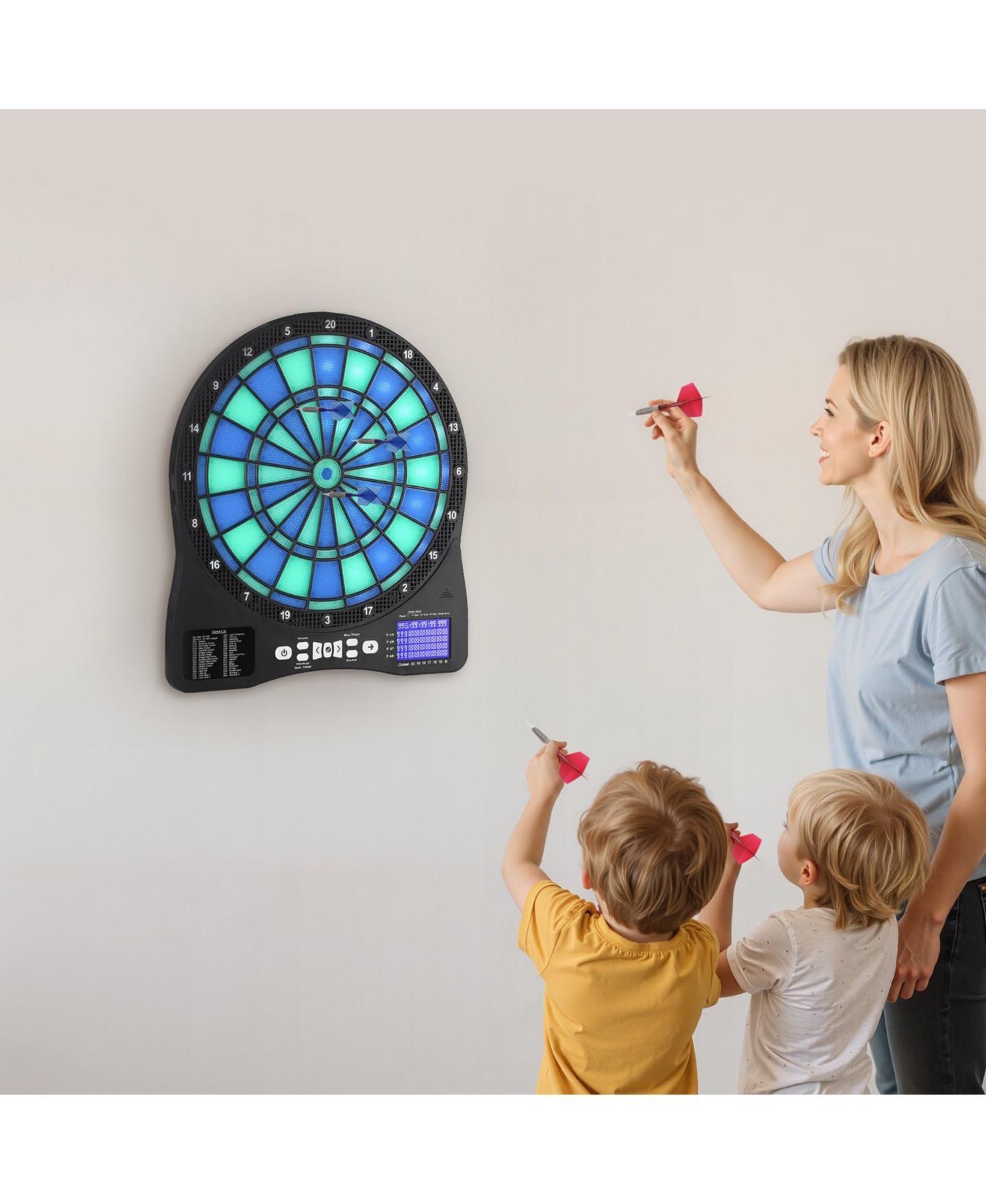 Детская игрушка Mecale LED-Illuminated Electronic Dart Board, 48 Games, Ages 3+, цвет: Синий — фото 2