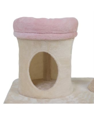  57.1'' Cat Tree with Blooming Platforms Bed in Pink