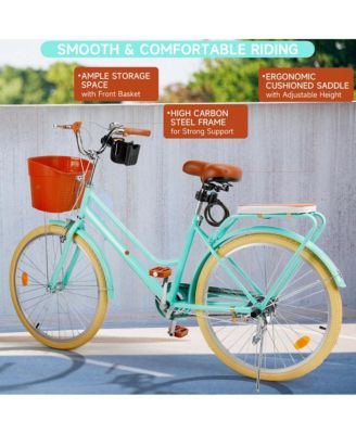 26-Inch Low Step Cruiser Bike with Passenger Seat & Dual Brakes, Free Bottle Holder