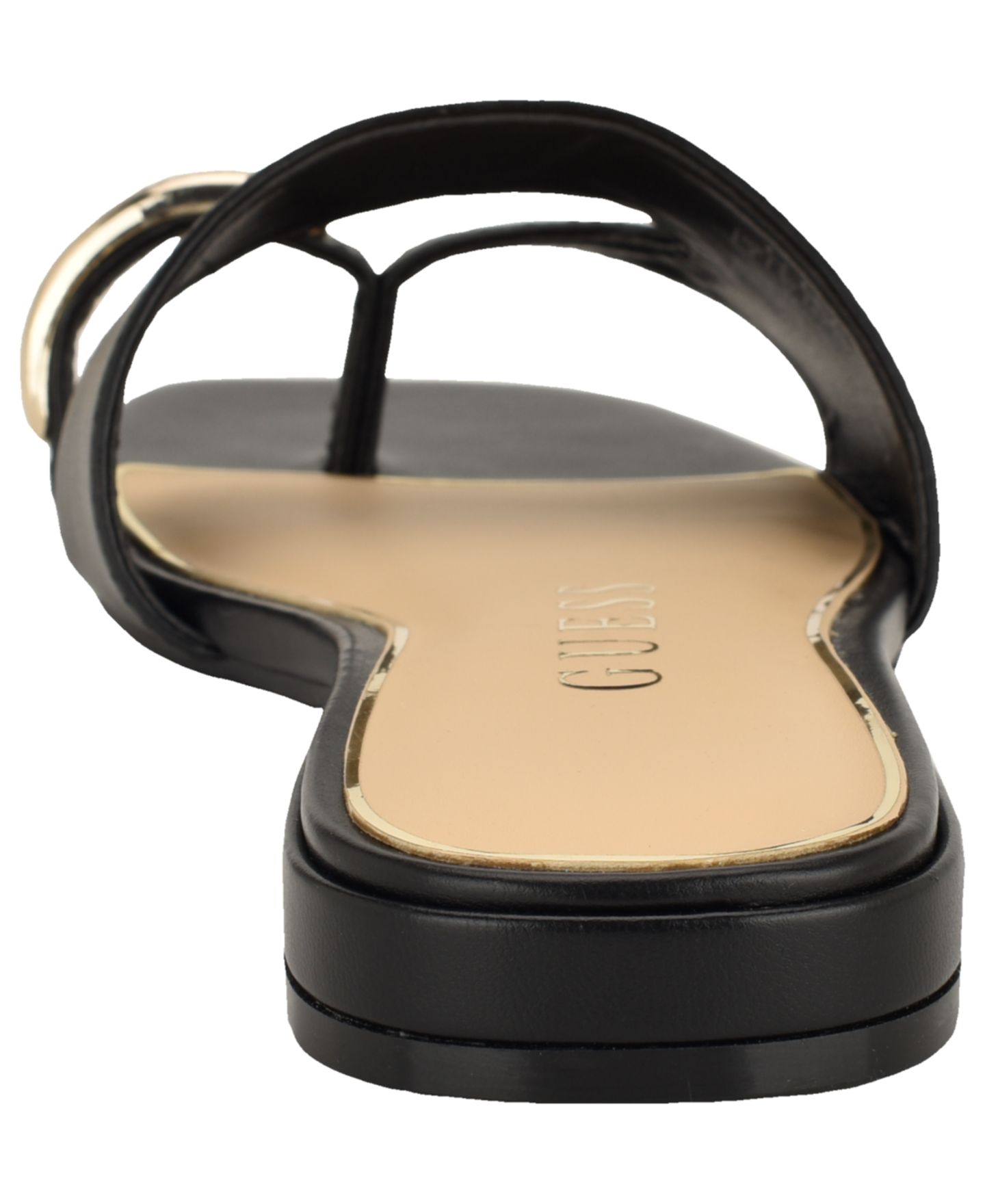 Женские сандалии GUESS Tablita Ornamented Toe Loop Flat Sandal, цвет: Чёрный — фото 3