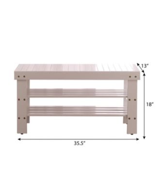 Pina Quality Solid Wood Shoe Bench, White Finish