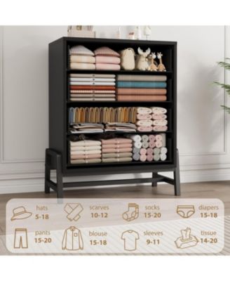  4 Dresser for Bedroom 38in Tall Dresser Tall Drawer with Storage, Freestanding Wooden Closet Storage Chest for Living Room, Bedroom, Entryway