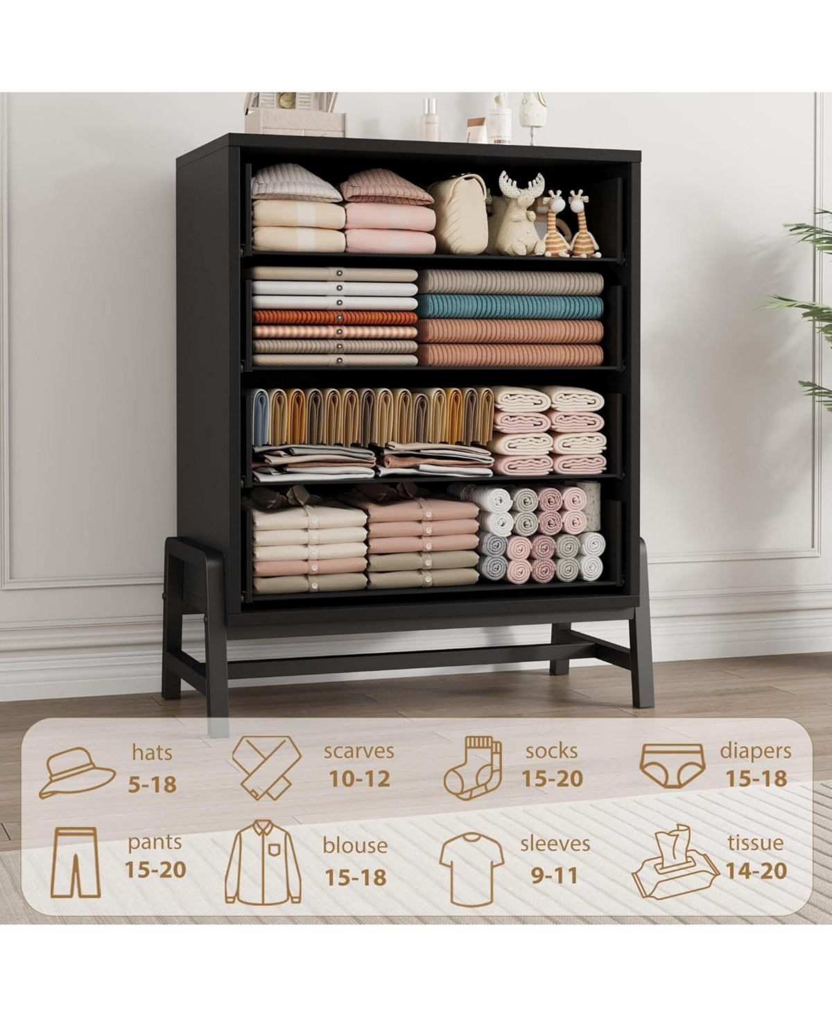 gaomon 4 Dresser for Bedroom 38in Tall Dresser Tall Drawer with Storage, Freestanding Wooden Closet Storage Chest for Living Room, Bedroom, Entryway