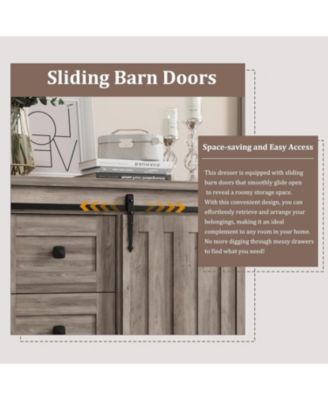 5-Drawer Farmhouse Dresser, 48" Tall, Sliding Barn Door, Adjustable Shelf, Bedroom, Hallway, Living Room, Kitchen