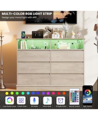 6-Drawer Modern Wide Wood Dresser, Large Chest of Drawers with Wide Top for Bedroom, Closet, Living Room, Hallway