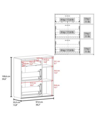Sierra Shoe Storage Cabinet, 2 Tilt-Out Drawers