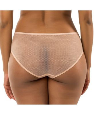 Women's Luxlacy Pretty Lace And Mesh Hipster Panty With Extended Cameo Rose
