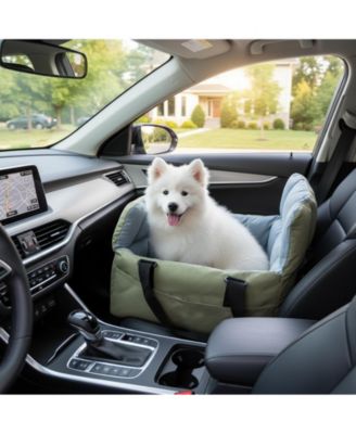 Dog Car Seat for Small Dogs Travel Safety Pet Seat Waterproof with Storage Pockets Green