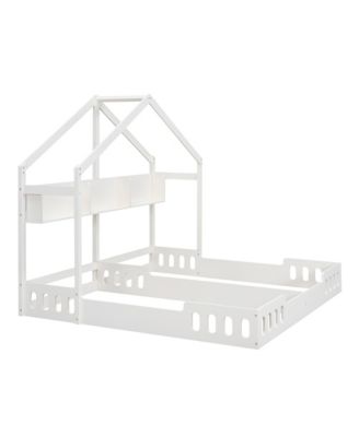 Twin Platform Beds with Shelves and Guardrails