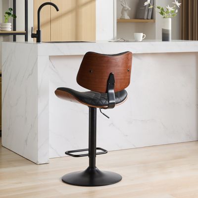 Bentwood Faux Leather Back Swivel Bar Stool