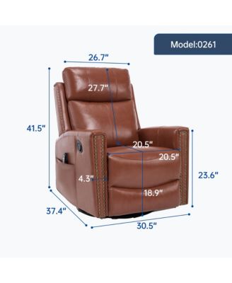 Red Leather Heat Massage Rocker Swivel Recliner