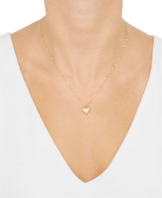Mirror Chain Heart Pendant Necklace in 10k Yellow Gold