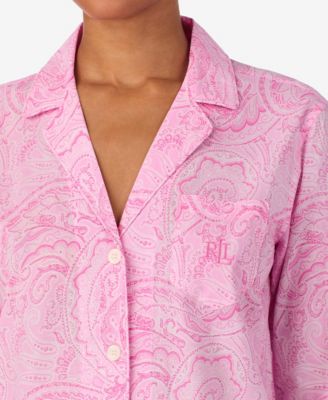 Women's Notch Collar Top and Ankle Pant Pajama Set