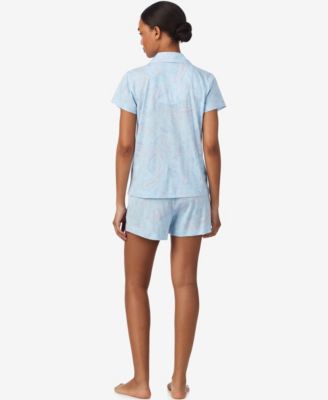Women's Notch Collar Top and Short Pajama Set