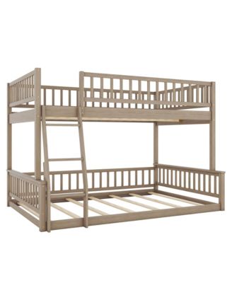 Full XL over Queen Bunk Bed with Ladder and Guardrails