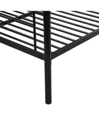 Twin Over Full Metal Bunk Bed with Trundle Black, No Box Spring Needed, Easy Assemble