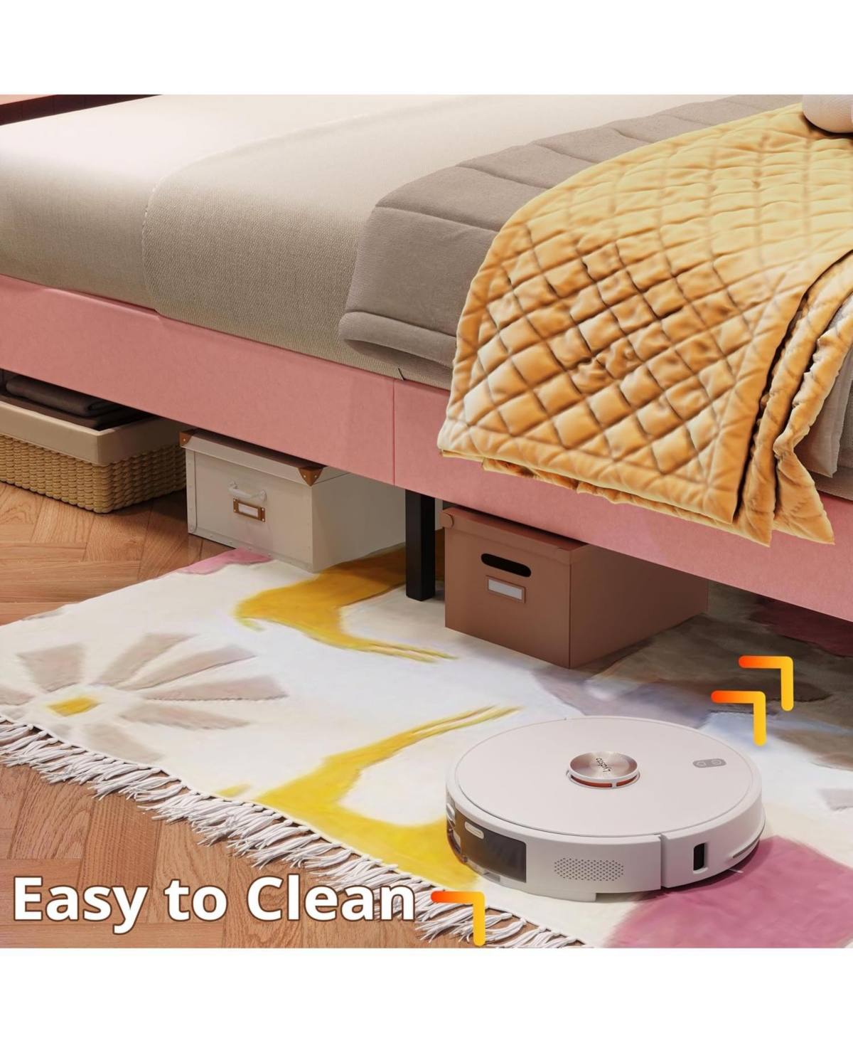 Likimio Twin Bed Frames with Led Light Headboard, Upholstered Modern Cama Twin Platform Bed Frame with Heavy Duty Supports, No Box Spring Need, Pink