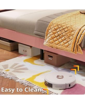 Twin XL Bed Frames with LED Light Headboard and Heavy Duty Supports, No Box Spring Need, Noise Free, Easy Assembly, Pink