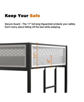 Adam Twin Twin Bunk Black with White Mesh Guard Rail