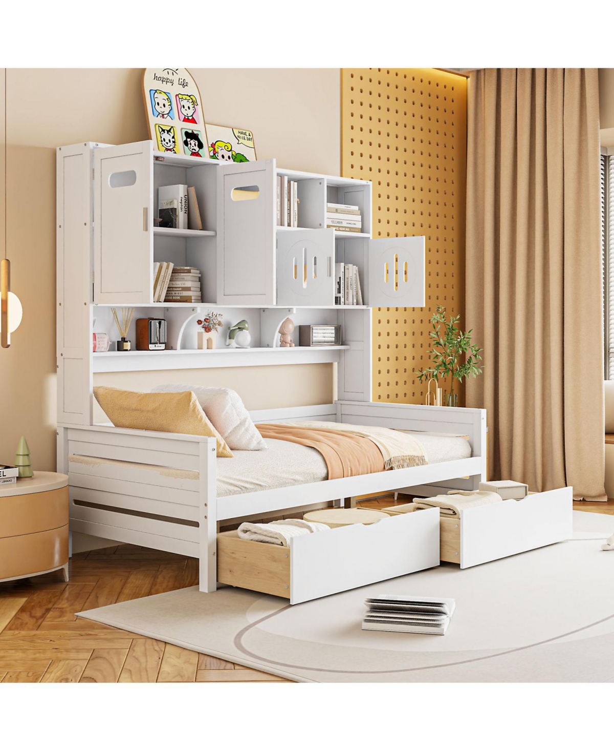 Streamdale Furniture Twin Daybed with Drawers, Cabinet, and Shelf