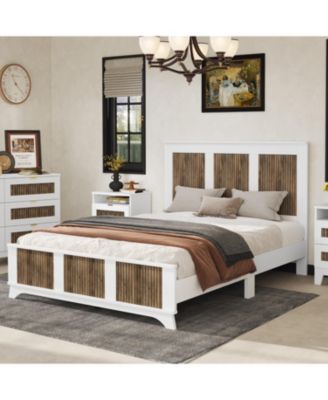  Wooden Platform Queen Bed with Plywood Slats
