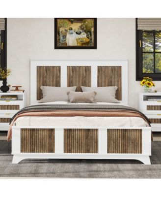  Wooden Platform Queen Bed with Plywood Slats