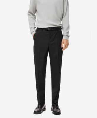 Men's Pleated Straight-Leg Suit Pants