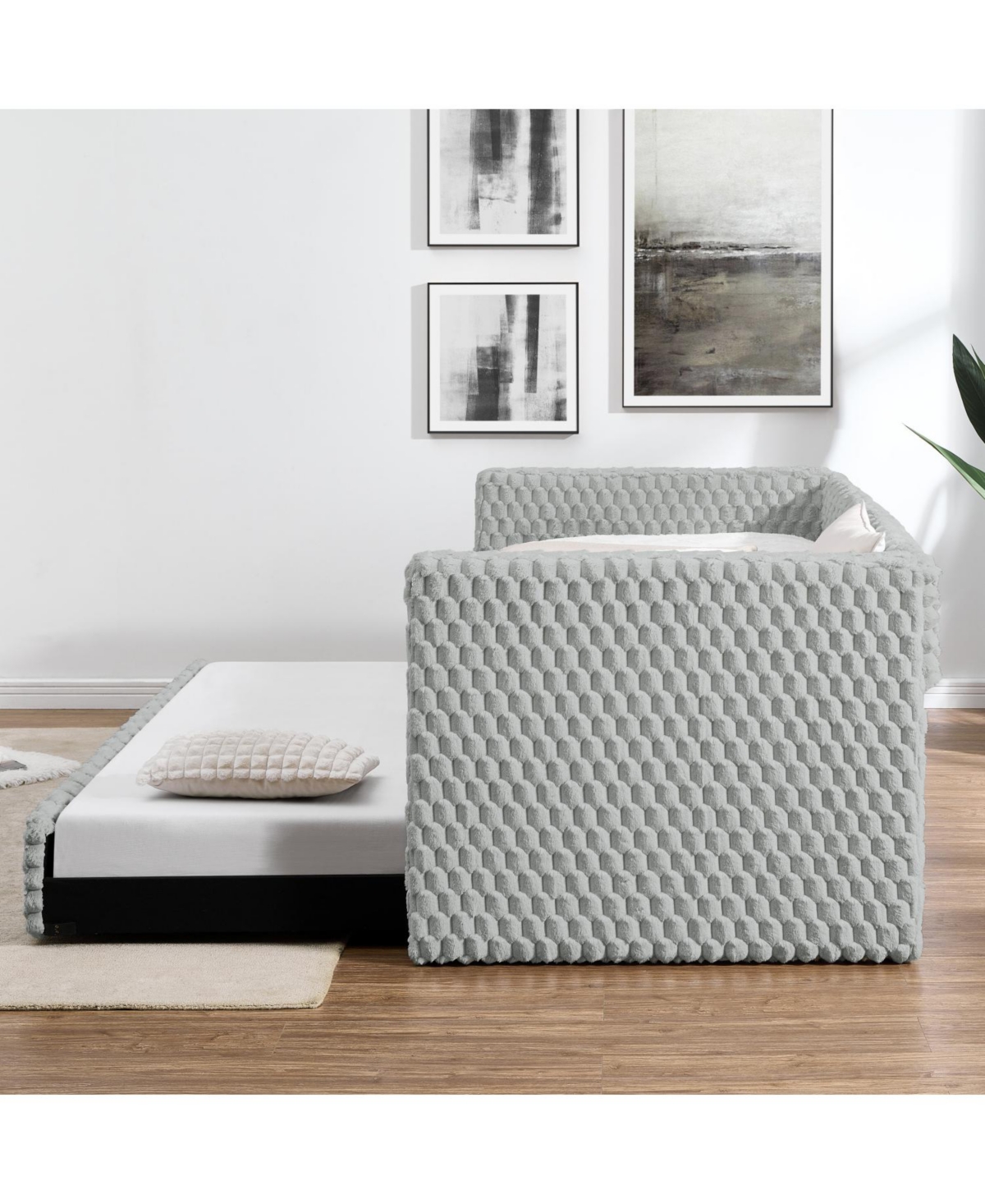 Streamdale Furniture Upholstered Twin Daybed with Pull-Out Trundle