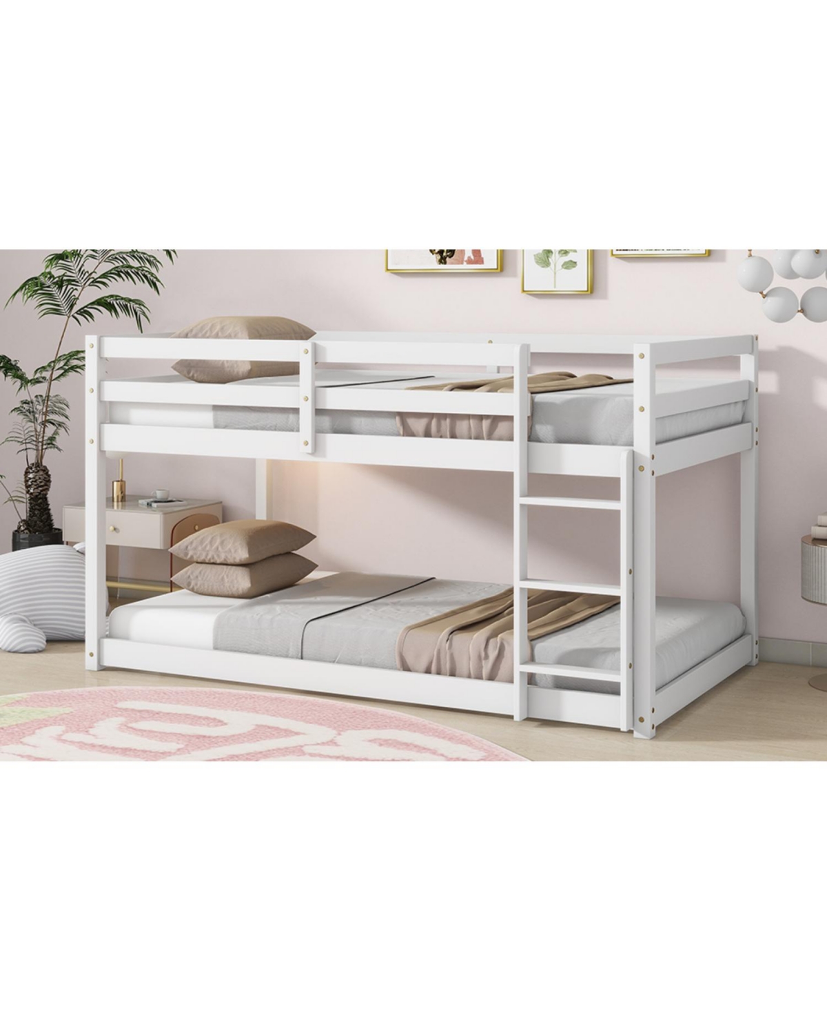 Streamdale Furniture Twin over Twin Loft Bed with Ladder and Reinforced Slats, White