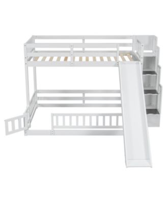  Twin-over-Full Bunk Bed with Slide & Storage