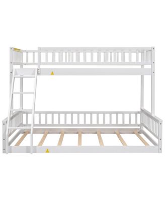 Twin XL over Queen Bunk Bed with Ladder and Guardrails