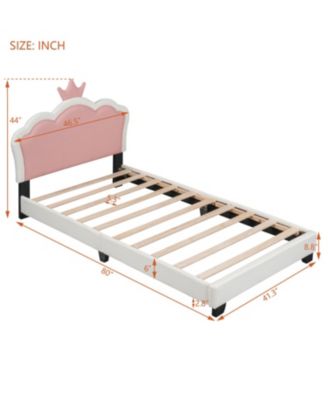 Streamdale Twin size Upholstered Princess Bed With Crown Headboard,Twin Size Platform Bed with Headboard