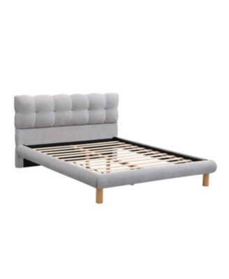 Full Size Upholstered Platform Bed Frame with Cookie-Shaped Headboard, Easy Assembly, soft and comfortable