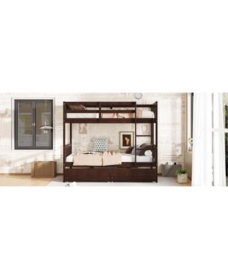 Twin Bunk Bed with Drawers and Safety Guardrails, Espresso
