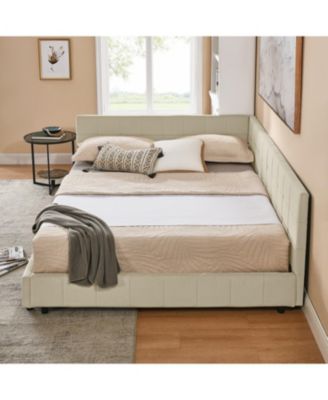 Queen Upholstered Bed Frame with Comfortable Backrest for Bedrooms