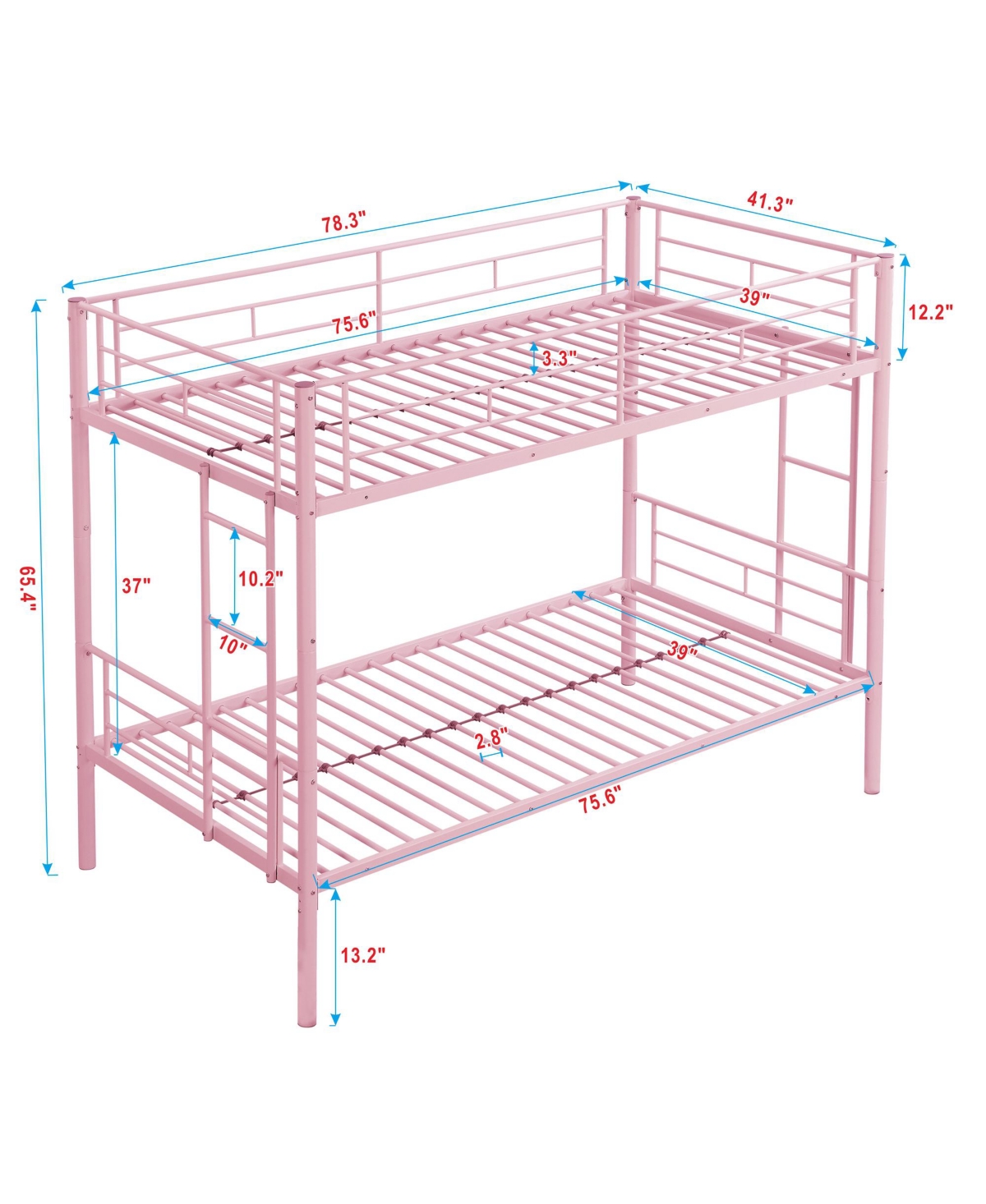 Streamdale Furniture Metal Bunk Bed with trundle