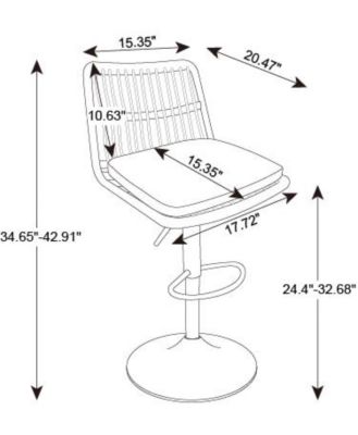 Set of 2 Rattan Bar Stool, 360 Swivel Bar Chair, Counter Height Chair with Footrest for Kitchen, Dining Room