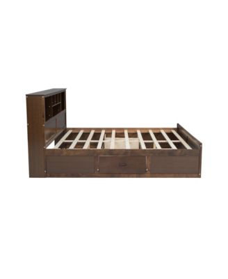 Wood Platform Bed with Multi-storage Headboard, USB and Drawers