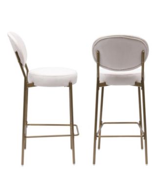 Streamdale Upholstered Velvet Bar Stools with Backrest (Creamy White), Set of 2