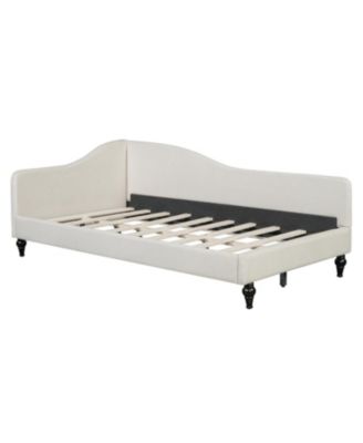 Twin Size L-Shaped Linen Daybed, with Solid Wood Legs.