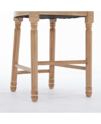 French Country Bar Stools with Upholstered Seats (Set of 2)