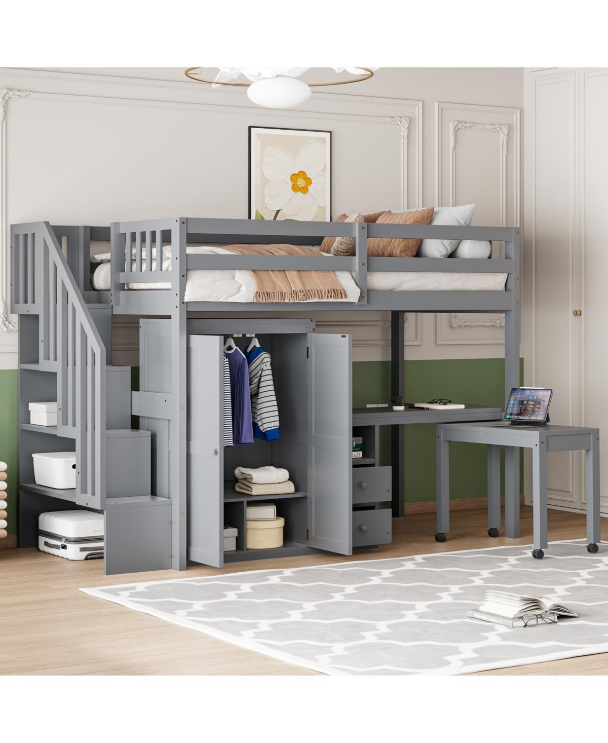 Streamdale Furniture Streamdale Twin Loft Bed with Stairs, Storage & Desk - Multifunctional Kids Furniture