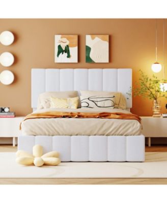 Full size Upholstered Platform bed with a Hydraulic Storage System