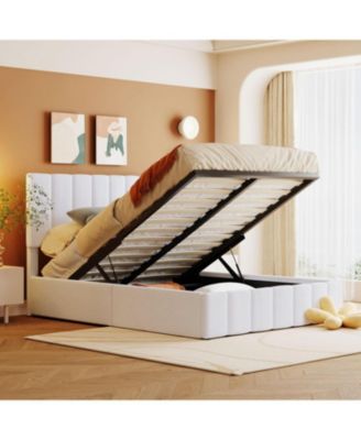 Full size Upholstered Platform bed with a Hydraulic Storage System