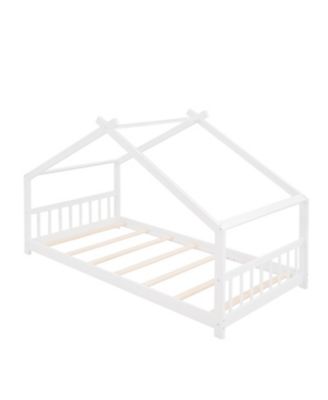 Twin Size House Bed Wood Bed, White