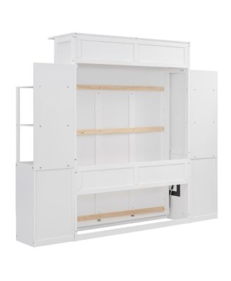 Murphy Bed Wall Bed With Shelves, Drawers LED